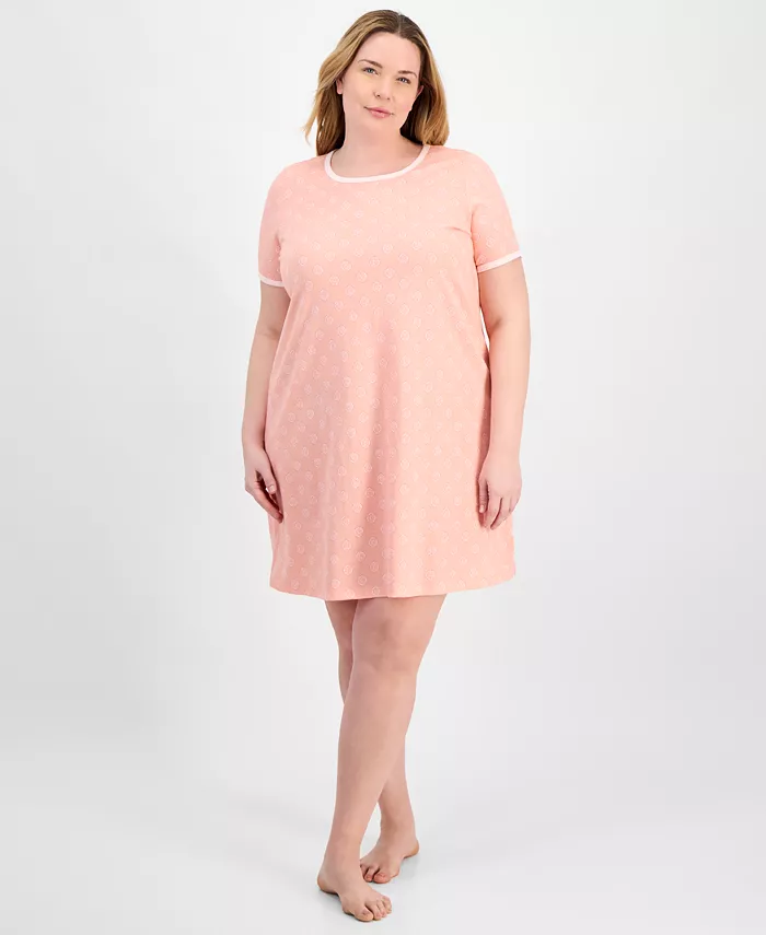 

Плюс сайз принтованная короткорукавная ночная сорочка Charter Club, розовый