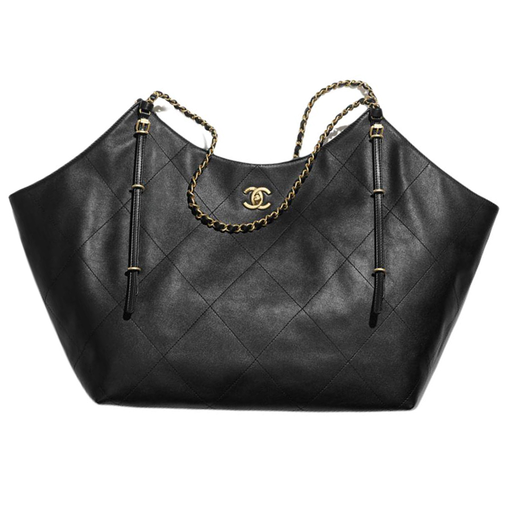 

CHANEL Женская черная кожаная сумка через плечо большого размера