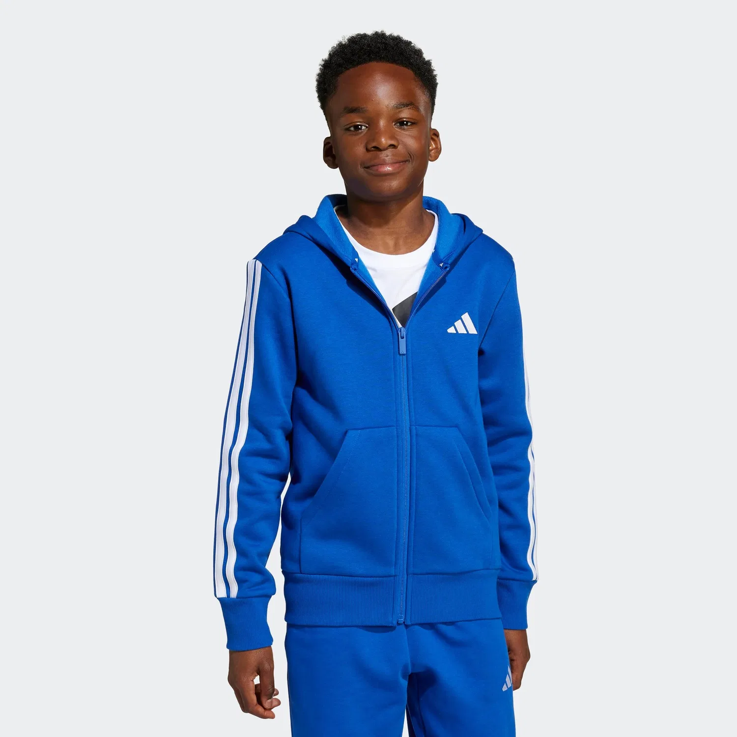 Толстовка на молнии Adidas Sportswear Essentioals синего цвета — фото 3