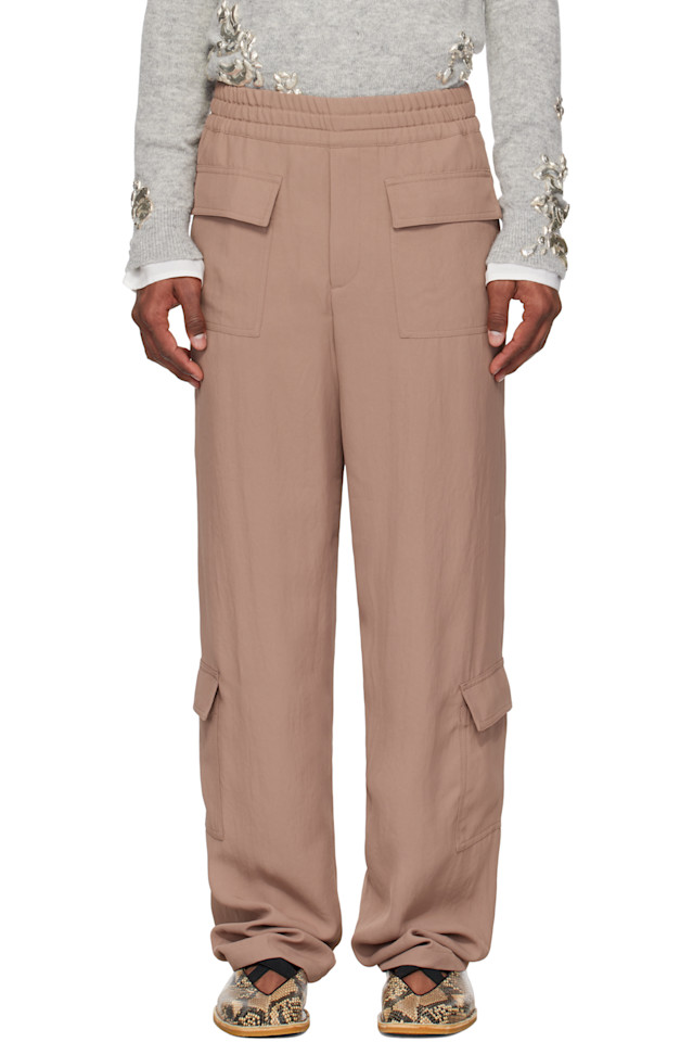

Твиловые карго-брюки Dries Van Noten, цвет peach