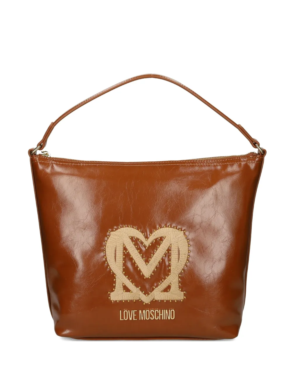 

Сумка на плечо с шипами и логотипом Love Moschino, коричневый