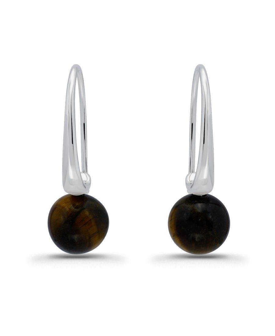 

Серебряные серьги-крючки с жесткой застежкой Macy's, Silver/Tigers Eye