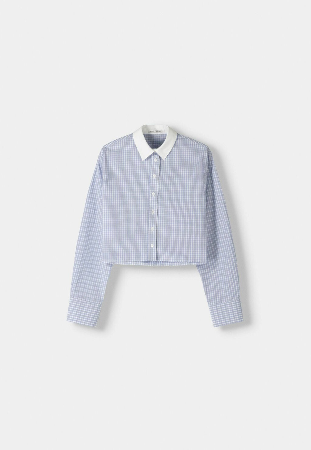 

Блузка на пуговицах CHECKED Bershka, темно-синий