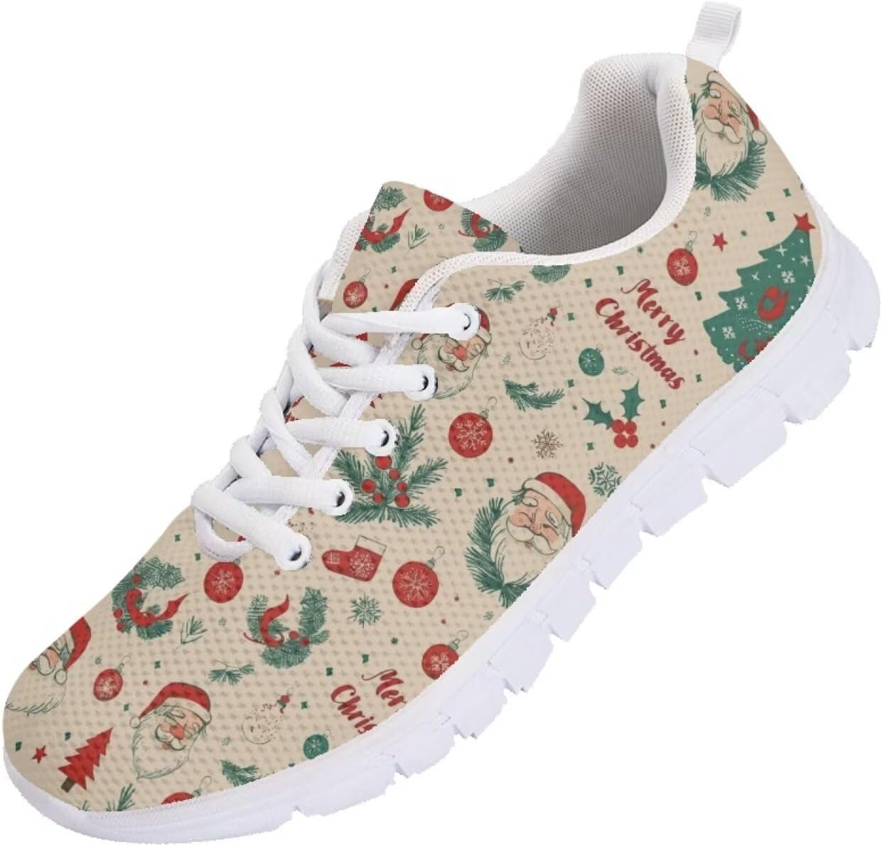 

Мужские кроссовки Funnydude Funny Print 2025 Осень, легкие беговые кроссовки с дышащей сеткой, Merry Christmas