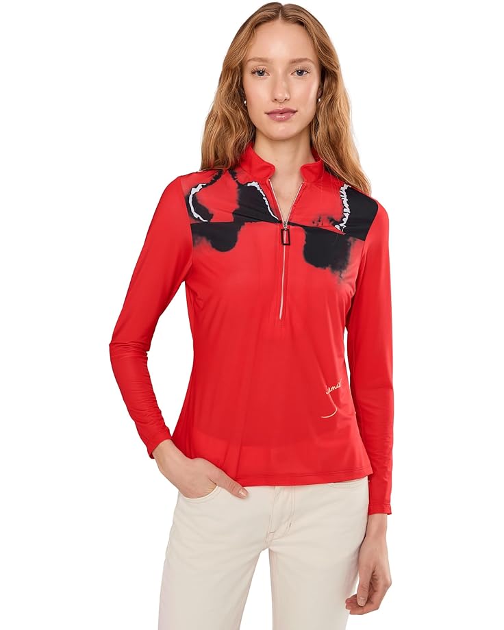 

Женская блузка Jamie Sadock Flare Print Long Sleeve Sunsense 1/4 Zip Top, Adrenaline Red
