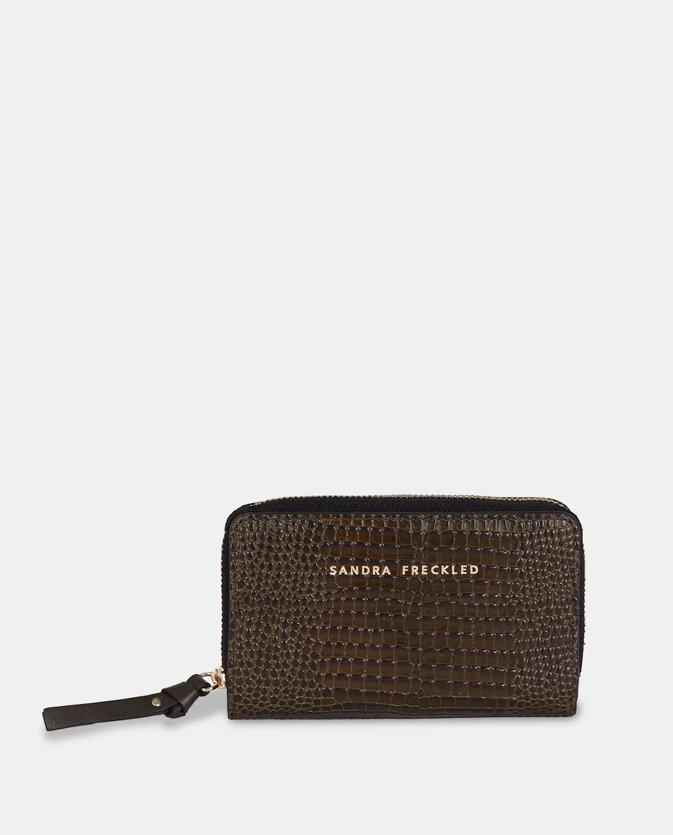 

Женский кошелек с молнией из тисненой кожи Sandra Freckled, зеленый