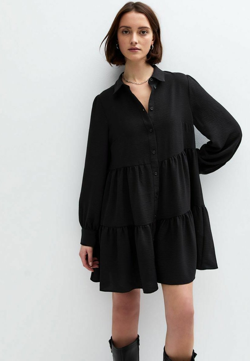 

Платье-рубашка CRINKLED MINI New Look, черный