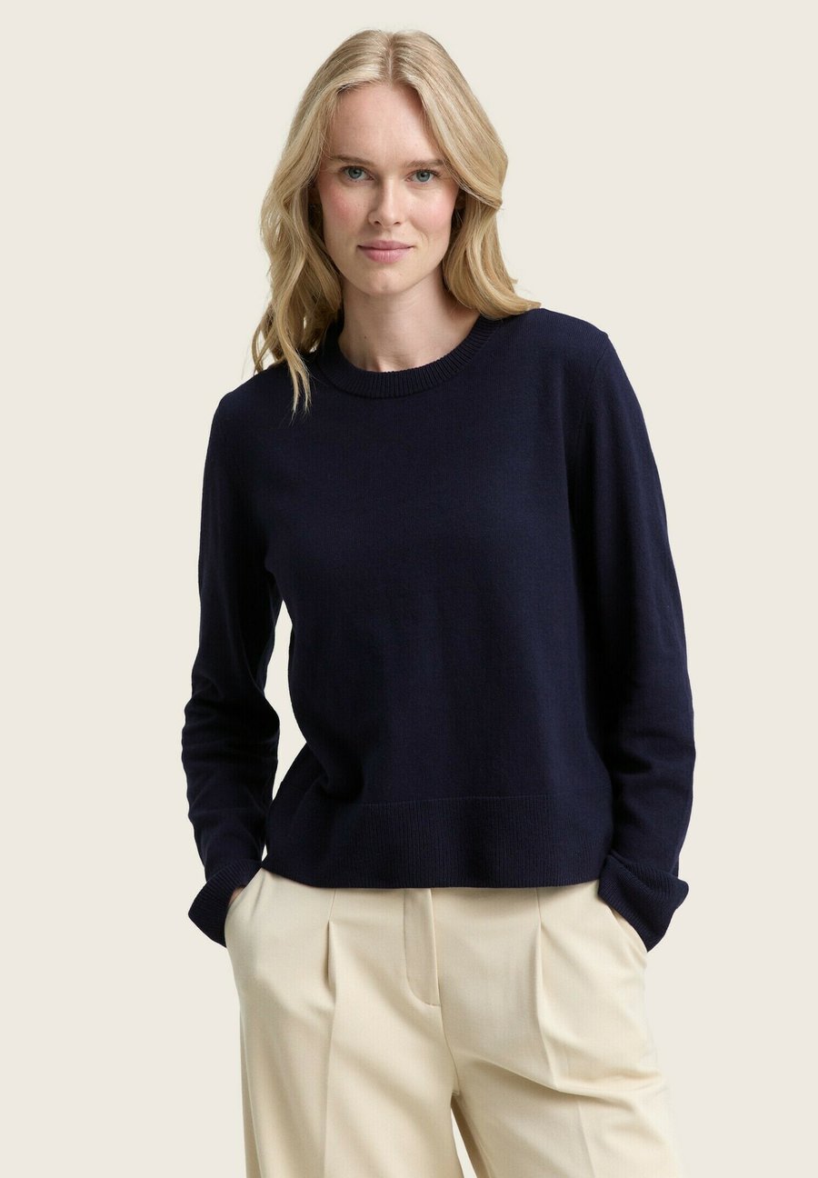 

Джемпер TOM TAILOR MIT RUNDHALSAUSSCHNITT, Knitted Navy Melange/Blue-Grey