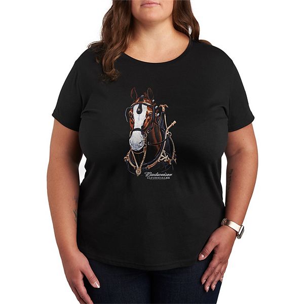

Футболка с портретом лошади Budweiser Clydesdales, plus size Licensed Character