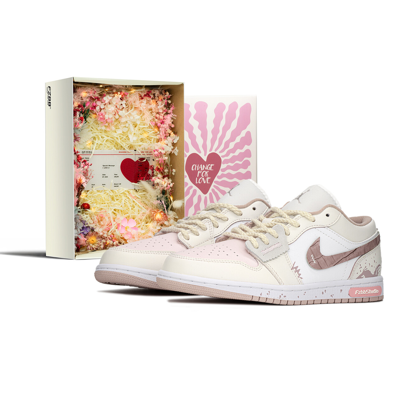 

Кроссовки Air Jordan 1 Vintage Basketball Shoes Unisex Low-top White/pink, розовый