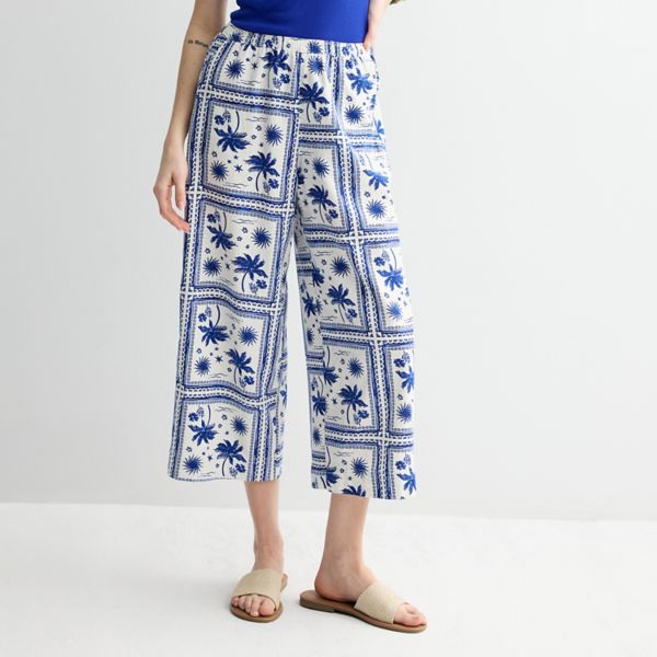 

Женские укороченные легкие брюки Sonoma Goods For Life, цвет blue palm square