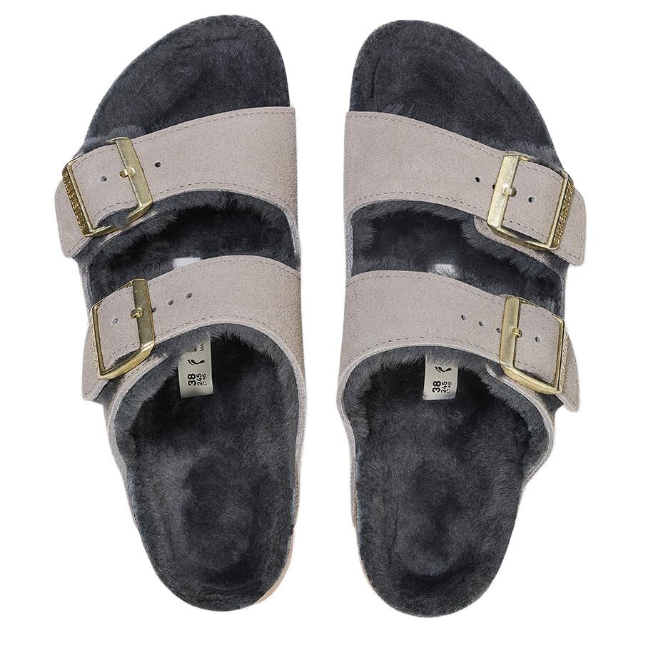 Шлепанцы Arizona Shearling Series женские Birkenstock, цвет Lime Gray — фото 3