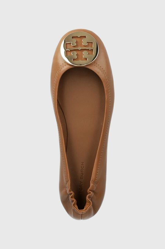 Кожаные балетки Minnie Travel Ballet Tory Burch, коричневый — фото 4