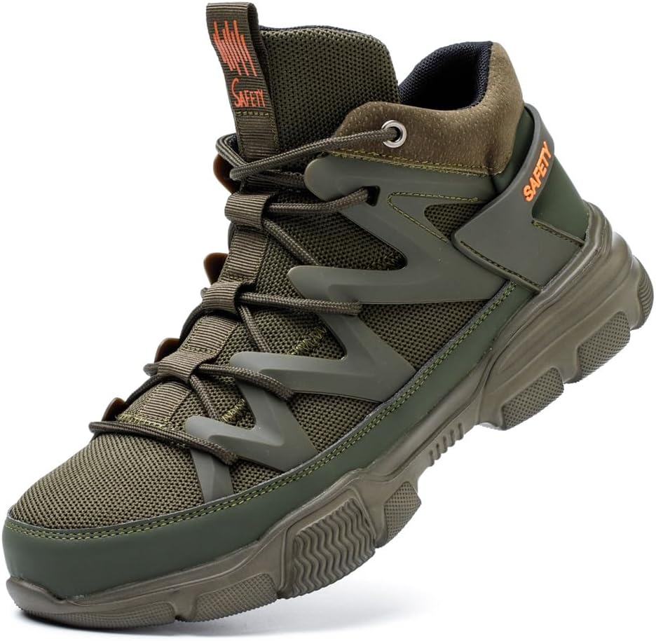 

Мужские и женские стальные ботинки Asiman, неразрушимые, легкие, удобные, обувь с защитой, противоскользящие ботинки с композитным носком, темно-зеленый