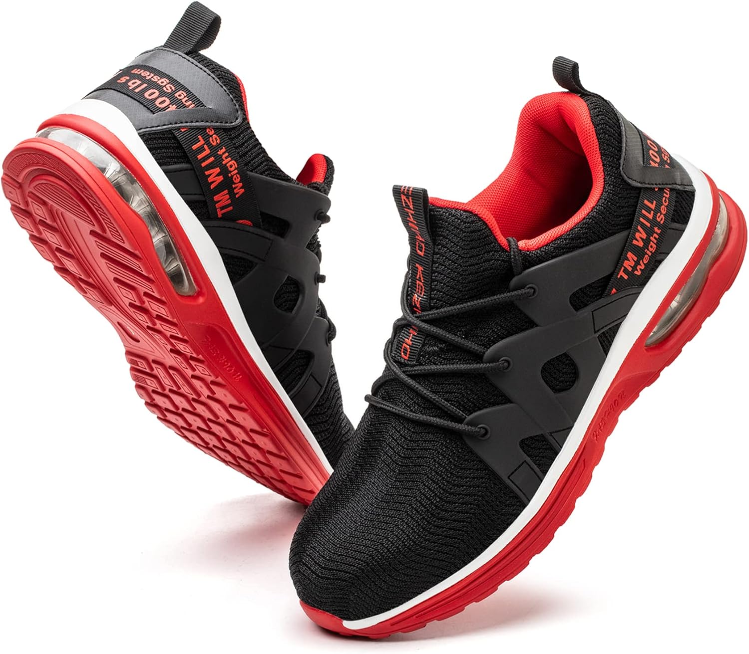 

Стальные ботинки Kezhiho с закрытым носком для мужчин и женщин, легкая рабочая обувь с воздушной подушкой, удобные, дышащие, проколостойкие, противоскользящие кроссовки, неразрушимые, для строительства и промышленной безопасности, черный/красный