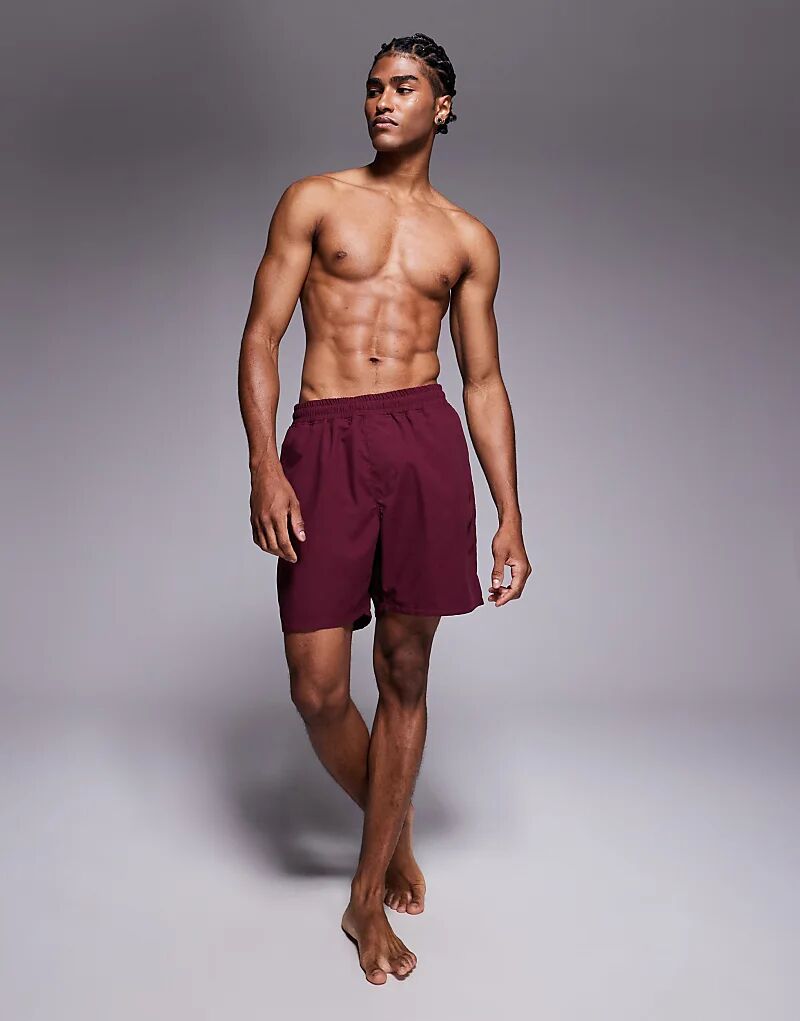 

Длинные шорты для плавания ASOS DESIGN бордового цвета