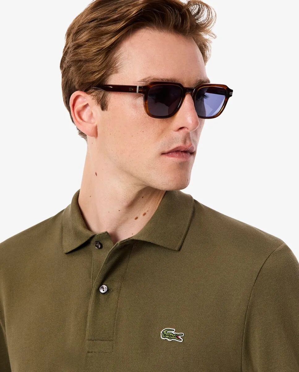 Мужское поло классического кроя с длинными рукавами Lacoste, военный зеленый — фото 3