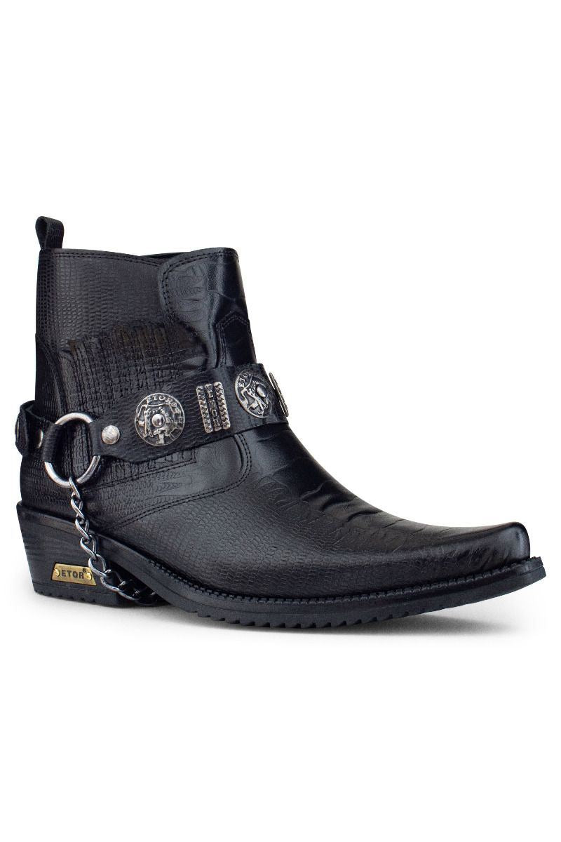 Мужские черные кожаные готические ковбойские ботинки Winklepicker Infinity Leather — фото 3