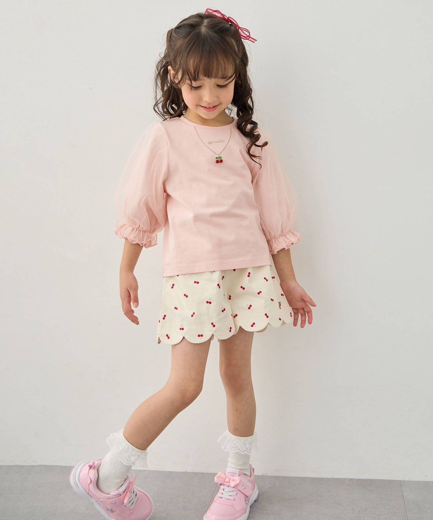 Шорты с фестончатым краем ANY KIDS, Ecru (cherry x dot [502] — фото 2