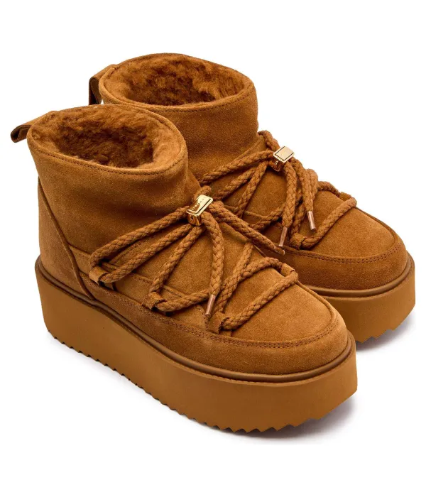 Женские зимние ботинки Inuikii на платформе, коричневый — фото 3