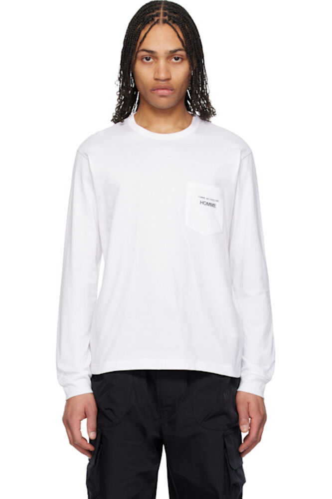 

Белая футболка с длинным рукавом и карманом Comme des Garçons Homme