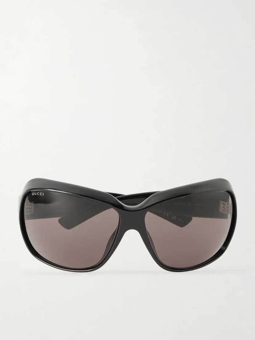 Овальные солнцезащитные очки из ацетата в форме «кошачий глаз» Gucci Eyewear, черный