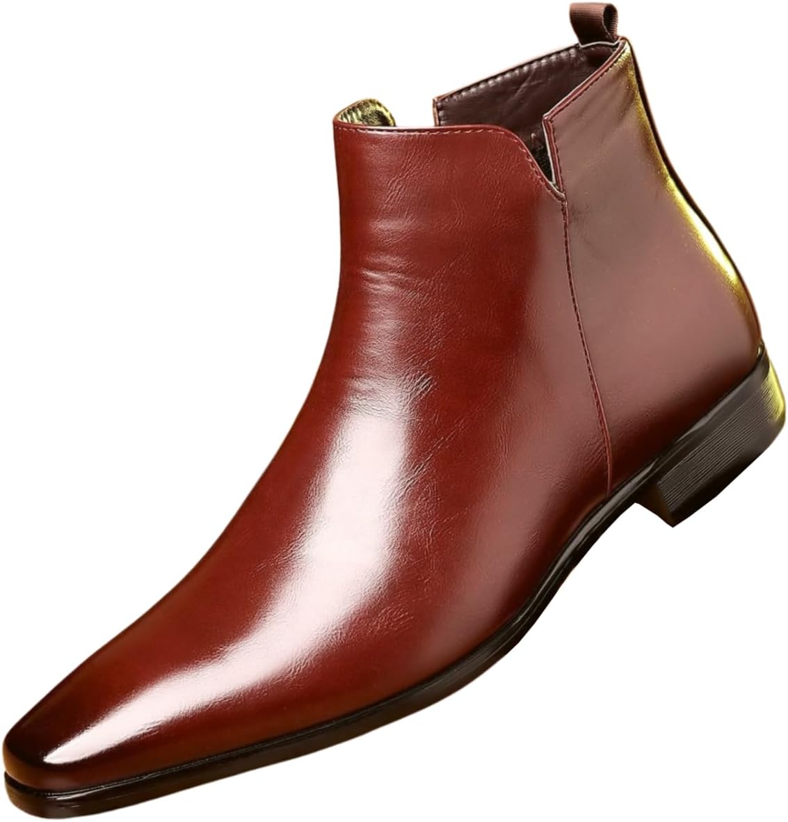 

Кожаные ботинки Chelsea для мужчин Santimon, с острым носком и без шнуровки, для повседневной и формальной носки, бордовый