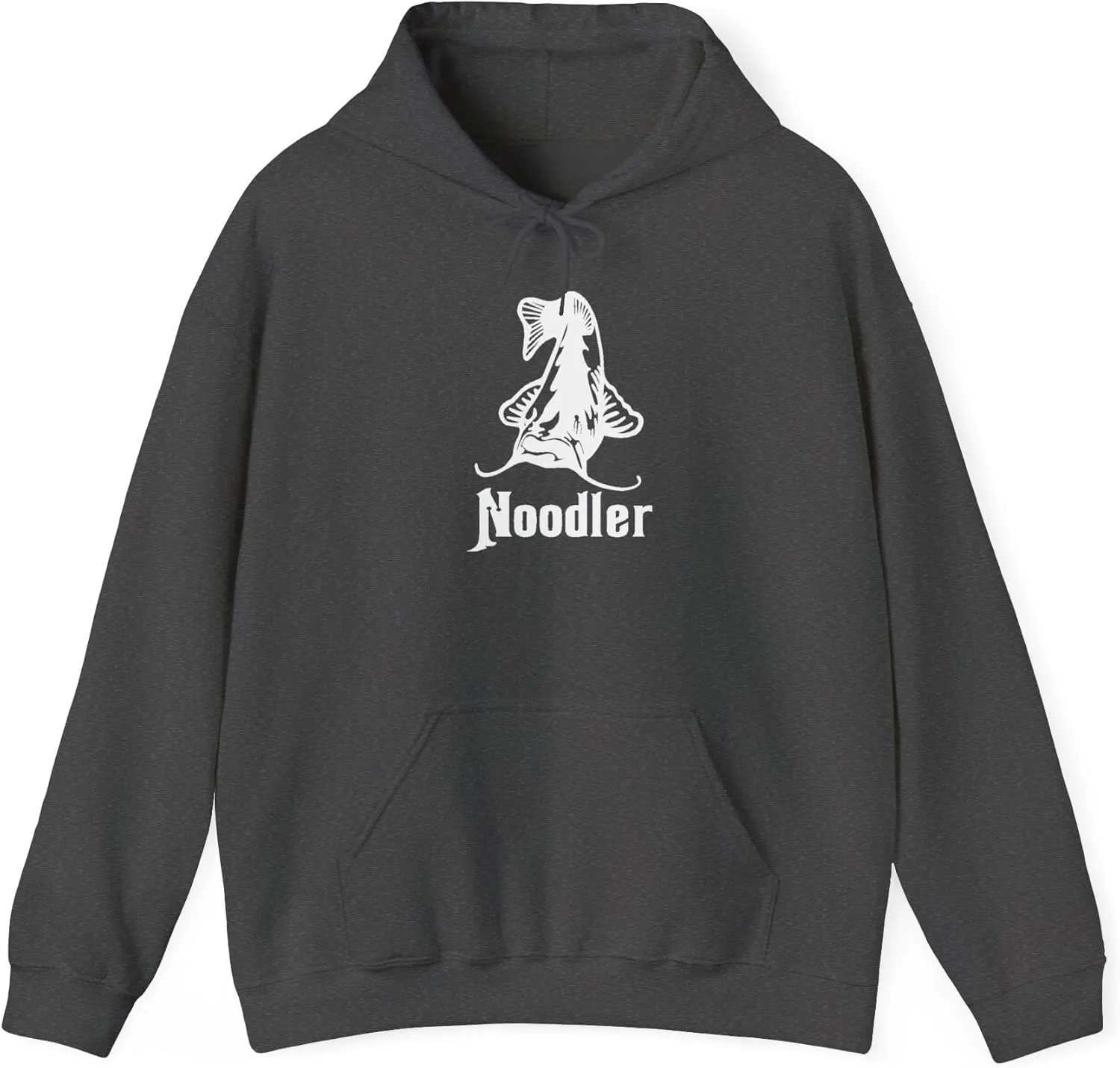 Мужская толстовка с капюшоном Noodler Catfish Hand Fishing, унисекс, из плотной смесовой ткани GENERIC, Dark Heather