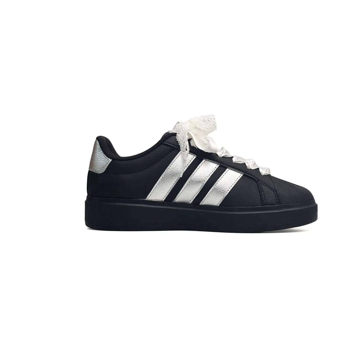 Кроссовки детские Adidas Street Talk Lace Knot черно-серебристые — фото 4