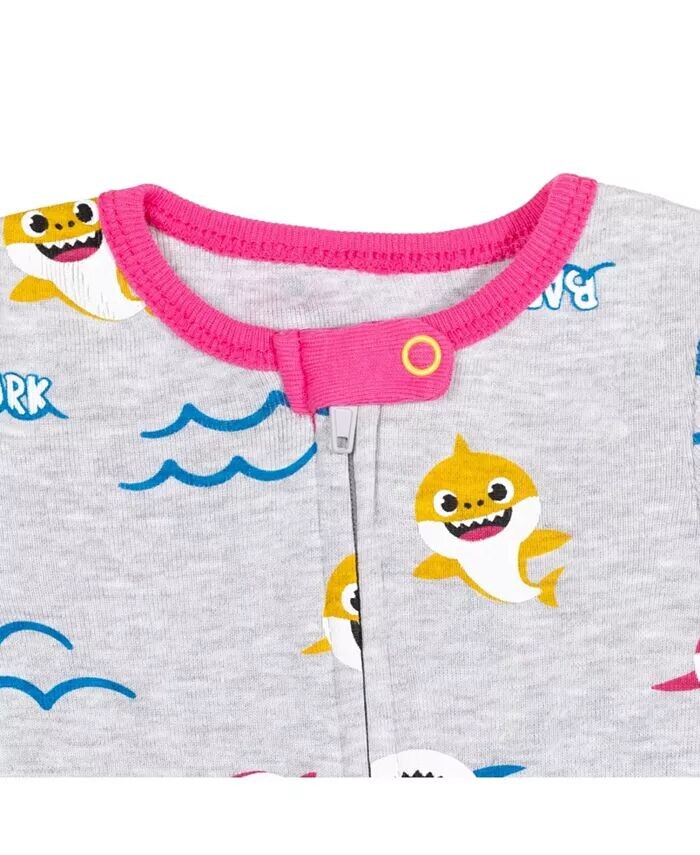Комплект из 2 комбинезонов для сна и игр на молнии для маленьких девочек Mommy Shark Daddy Shark Baby Shark для новорожденных до Pinkfong, мультиколор — фото 3