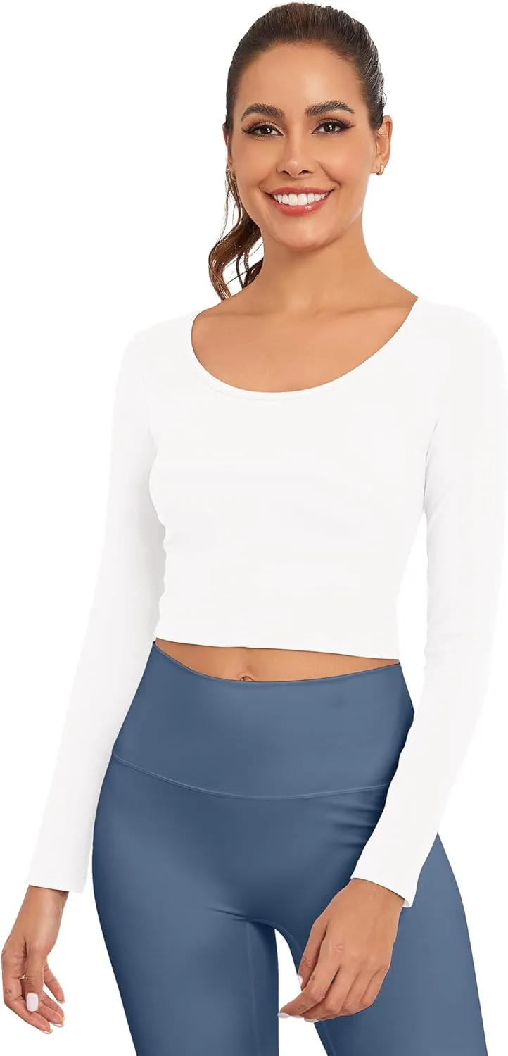 

Женский лонгслив кроп с круглым вырезом для тренировок Qzzater