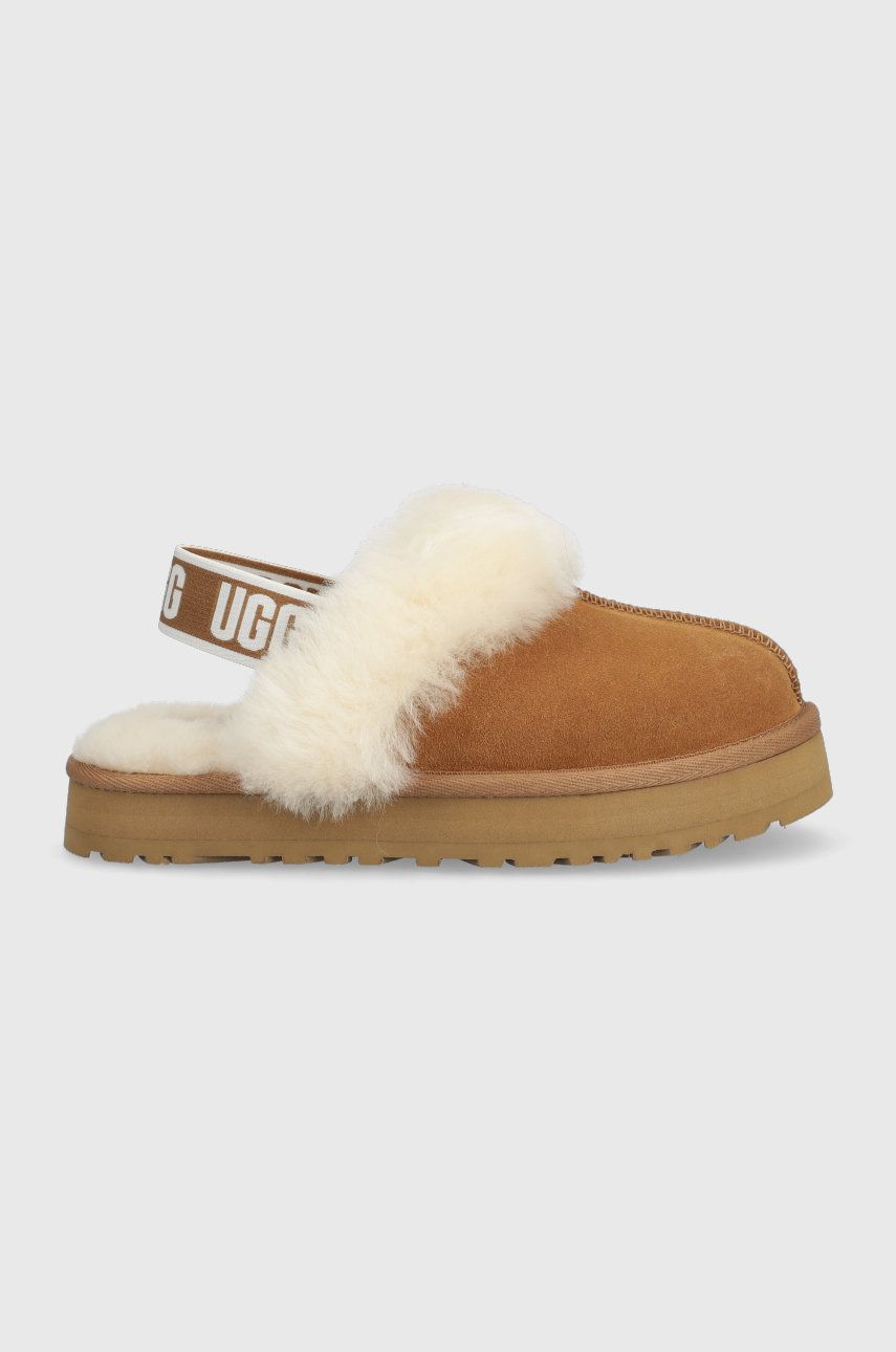 

Кожаные тапочки UGG FUNKETTE, коричневый