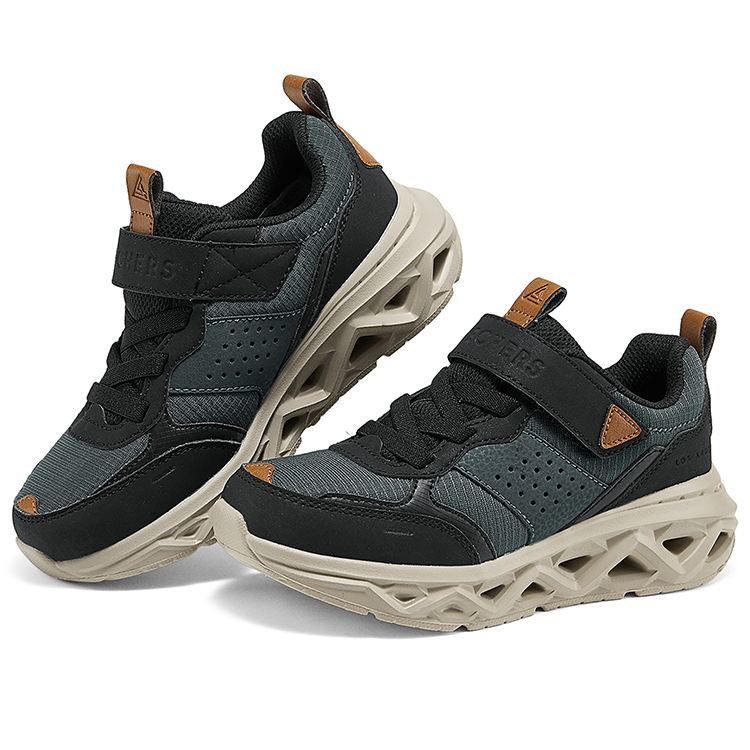 Skechers Kids Кроссовки для бега для мальчиков, износостойкие, противоскользящие, низкие, черные, серые, подростковые — фото 3