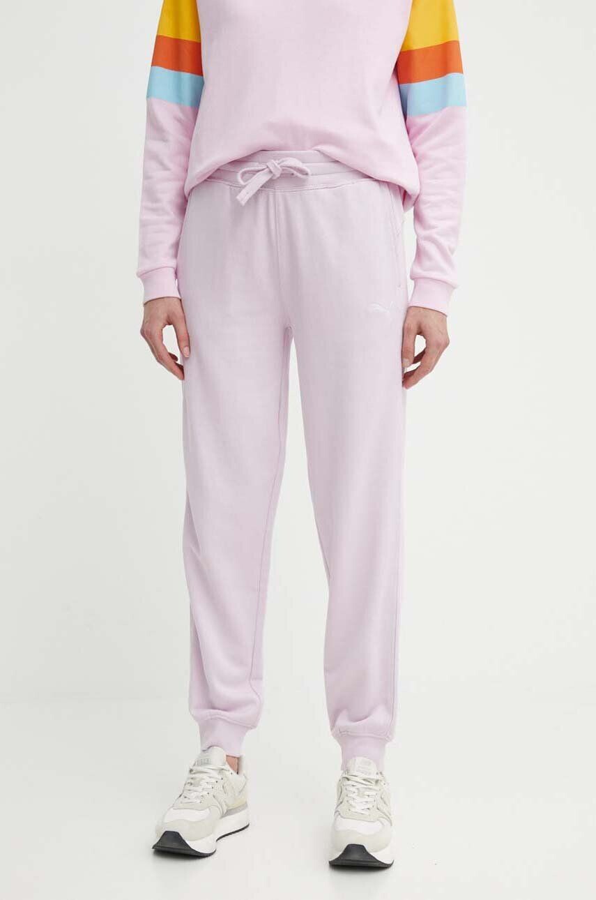

Хлопковые спортивные брюки Puma HER, фиолетовый