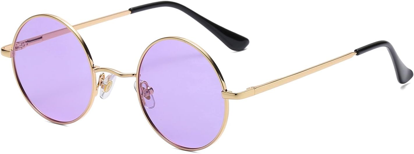 

Ретро круглые солнцезащитные очки в стиле хиппи для женщин и мужчин, поляризованные, маленькие круглые (золотая оправа/фиолетовые линзы) Canoazo, Gold Frame/Purple Lens