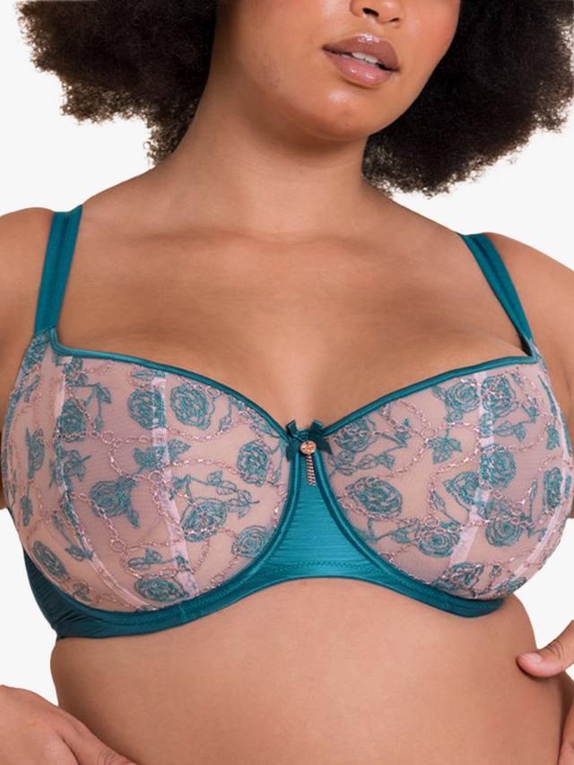 

Бюстгальтер балконет на косточках с переплетением Curvy Kate, Deep Teal