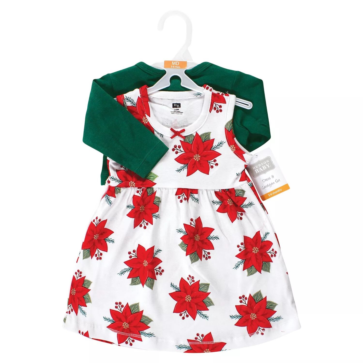Комплект из хлопкового платья и кардигана для младенцев и малышей Hudson, Poinsettia Hudson Baby