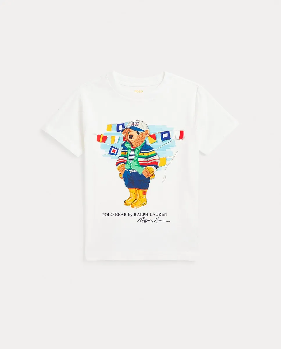 

Футболка из хлопка для мальчика с медведем Поло Polo Ralph Lauren, белый