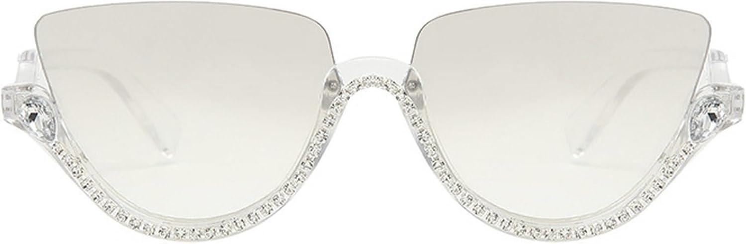 

Солнцезащитные очки «кошачий глаз» со стразами для женщин. Блестящие, сверкающие, с кристаллами. Модные женские солнцезащитные очки в полуободковой оправе mincl, Clear