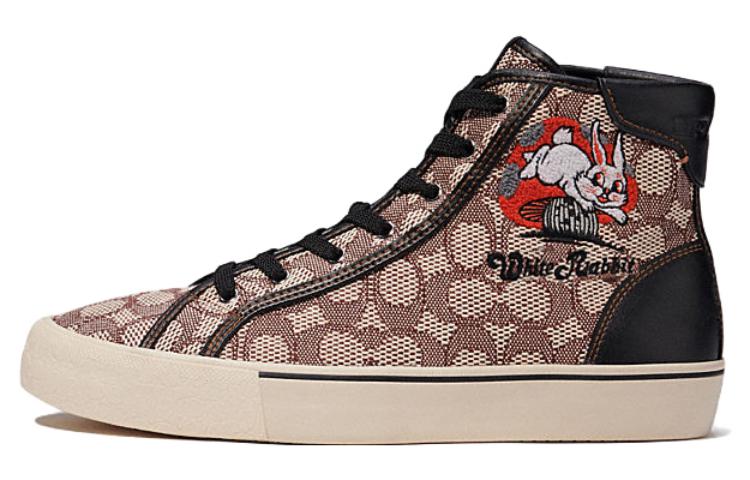

Coach WHITE RABBIT x Skate High Top Стильные скейтбордистские кроссовки для мужчин, черный и коричневый