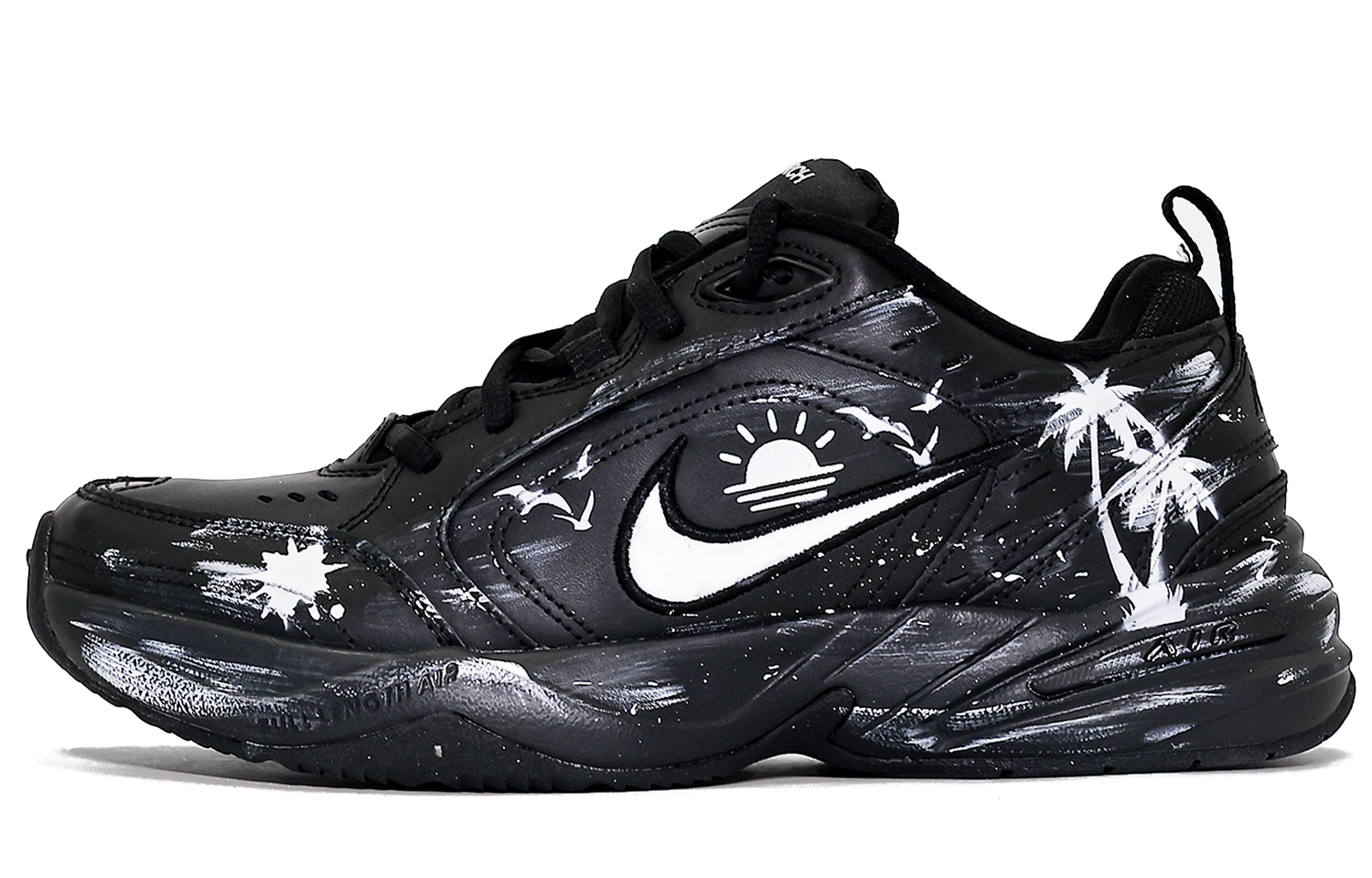 

Nike Кроссовки Air Monarch 4 с амортизацией, устойчивые к истиранию, увеличивающие рост, низкие, массивные, унисекс, черные