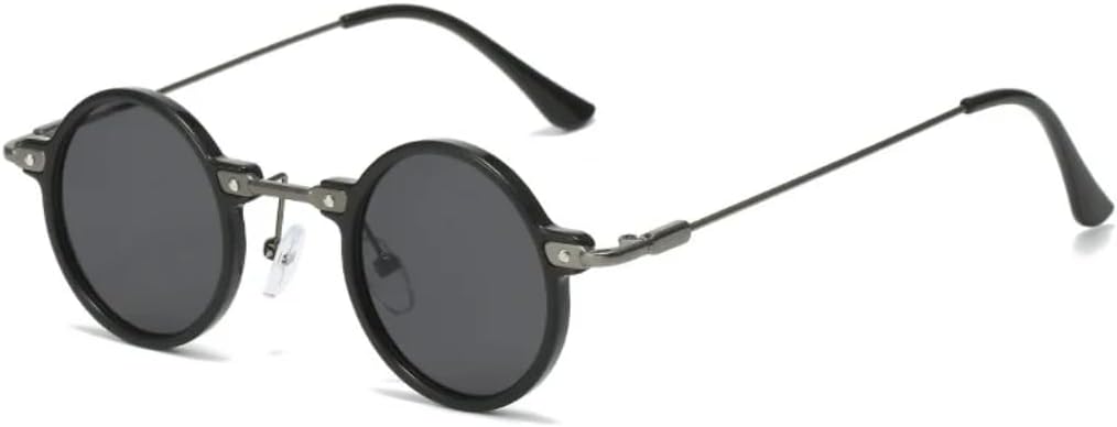 

Солнцезащитные очки для мужчин и женщин - защита UV400 - маленькие круглые прозрачные линзы цвета "океан" для занятий спортом на открытом воздухе и вождения DSVIGF, Black Gray