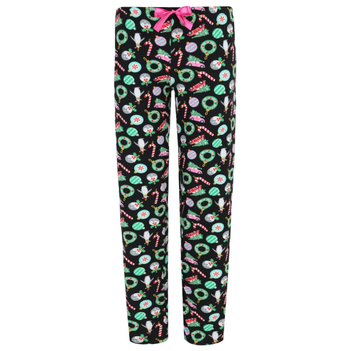 

Женские пижамные штаны с открытым низом и рождественским орнаментом Roll Outta Bed, черный