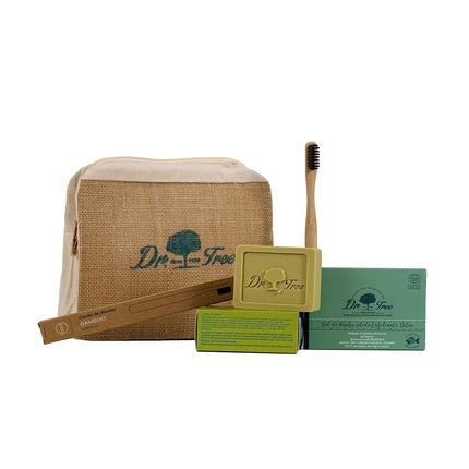 

The Traveller's Kit Увлажняющий шампунь Пилинг-гель для душа Бамбуковая мыльница Эко-сумка для туалетных принадлежностей Dr. Tree