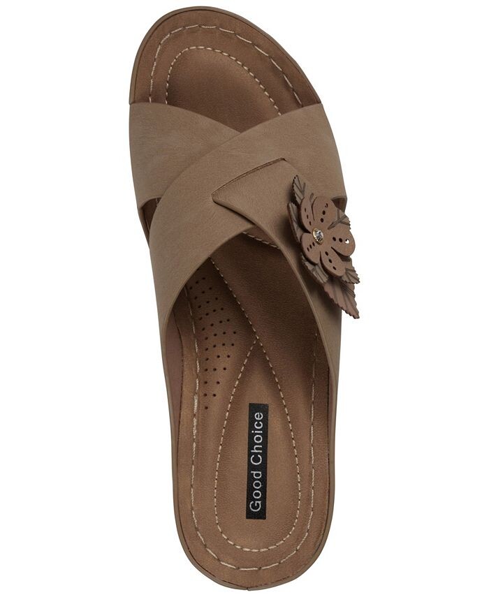 Женские босоножки Selly на танкетке с цветочным принтом GC Shoes, тан/бежевый — фото 4
