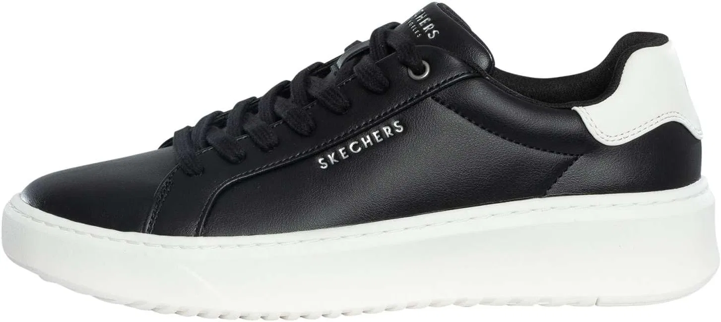 Мужские кроссовки Skechers на платформе, Black Duraleather White Heel Trim — фото 2