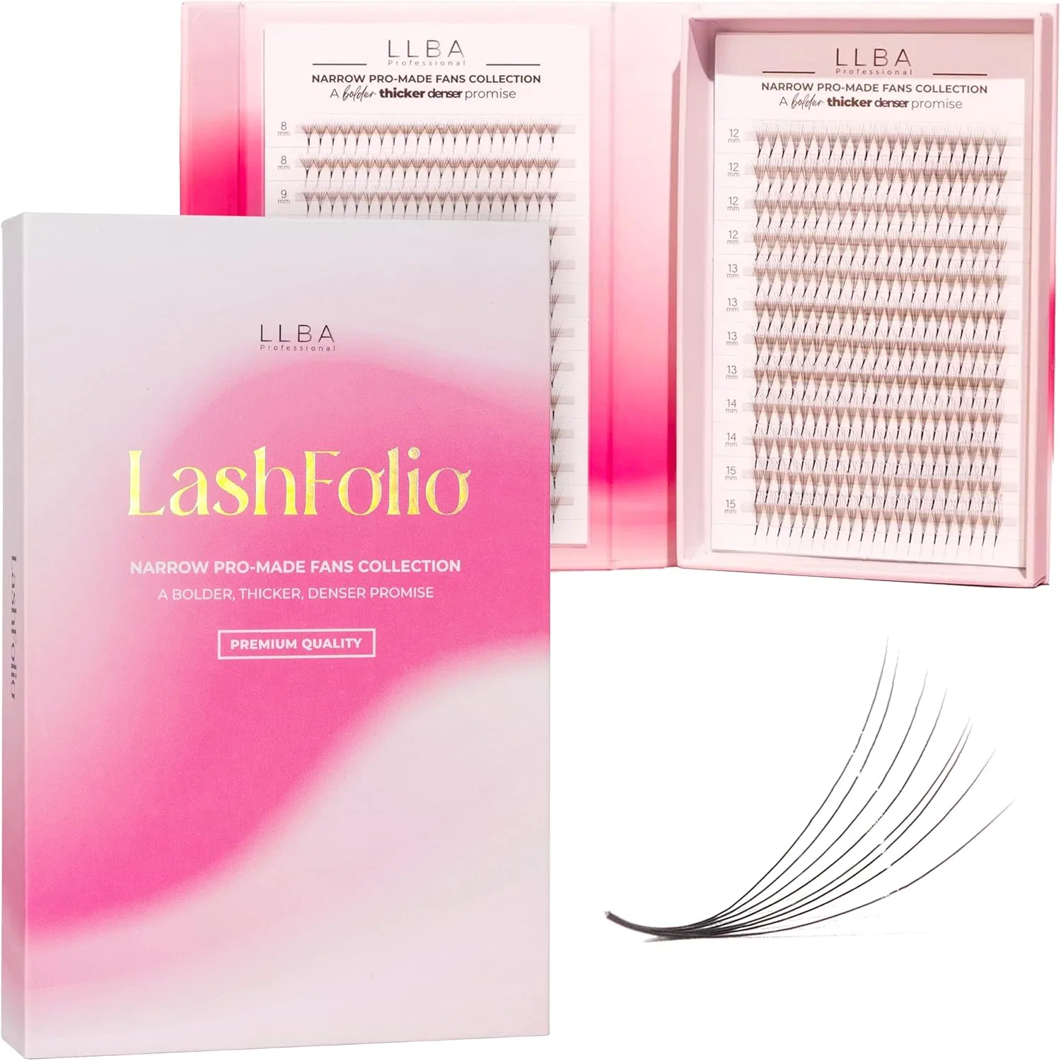 Ресницы LLBA LashFolio Narrow Promade Fans 10D 0.03 CC 8-15 мм черный
