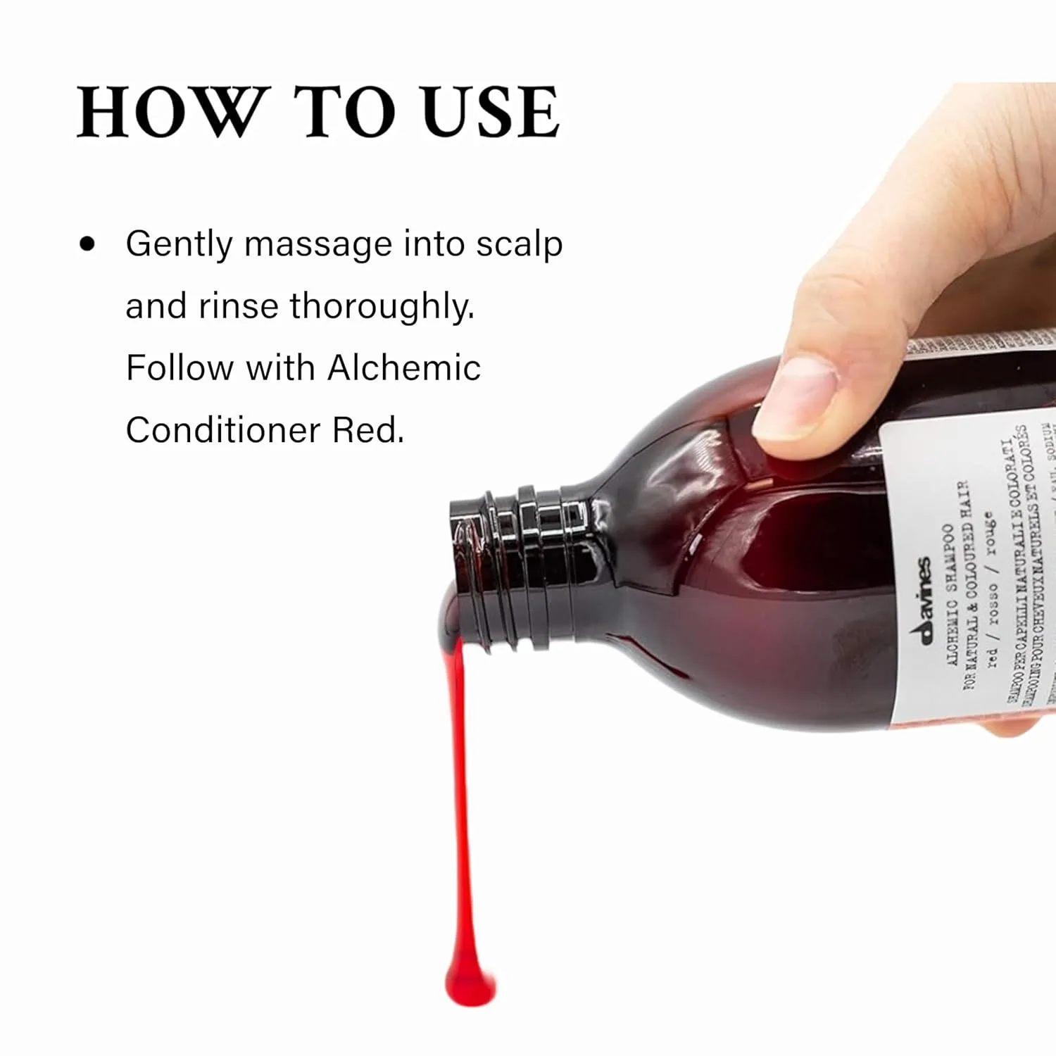 Шампунь Davines Alchemic, безопасное очищение для окрашенных волос, 6 ярких оттенков для придания блеска и интенсивности цвета, 273 мл., Red — фото 4