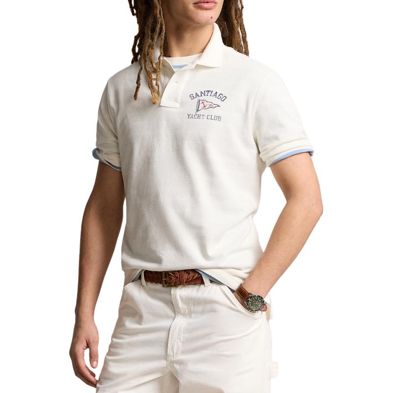 

Polo Ralph Lauren Мужская рубашка-поло SS24, цвет экрю, Белый, Polo Ralph Lauren Мужская рубашка-поло SS24, цвет экрю