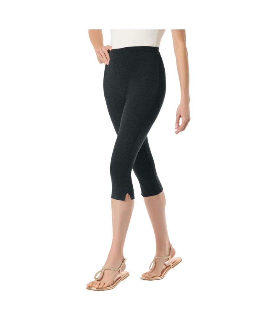 

Леггинсы-капри из эластичного хлопкового трикотажа больших размеров Woman Within, Heather charcoal